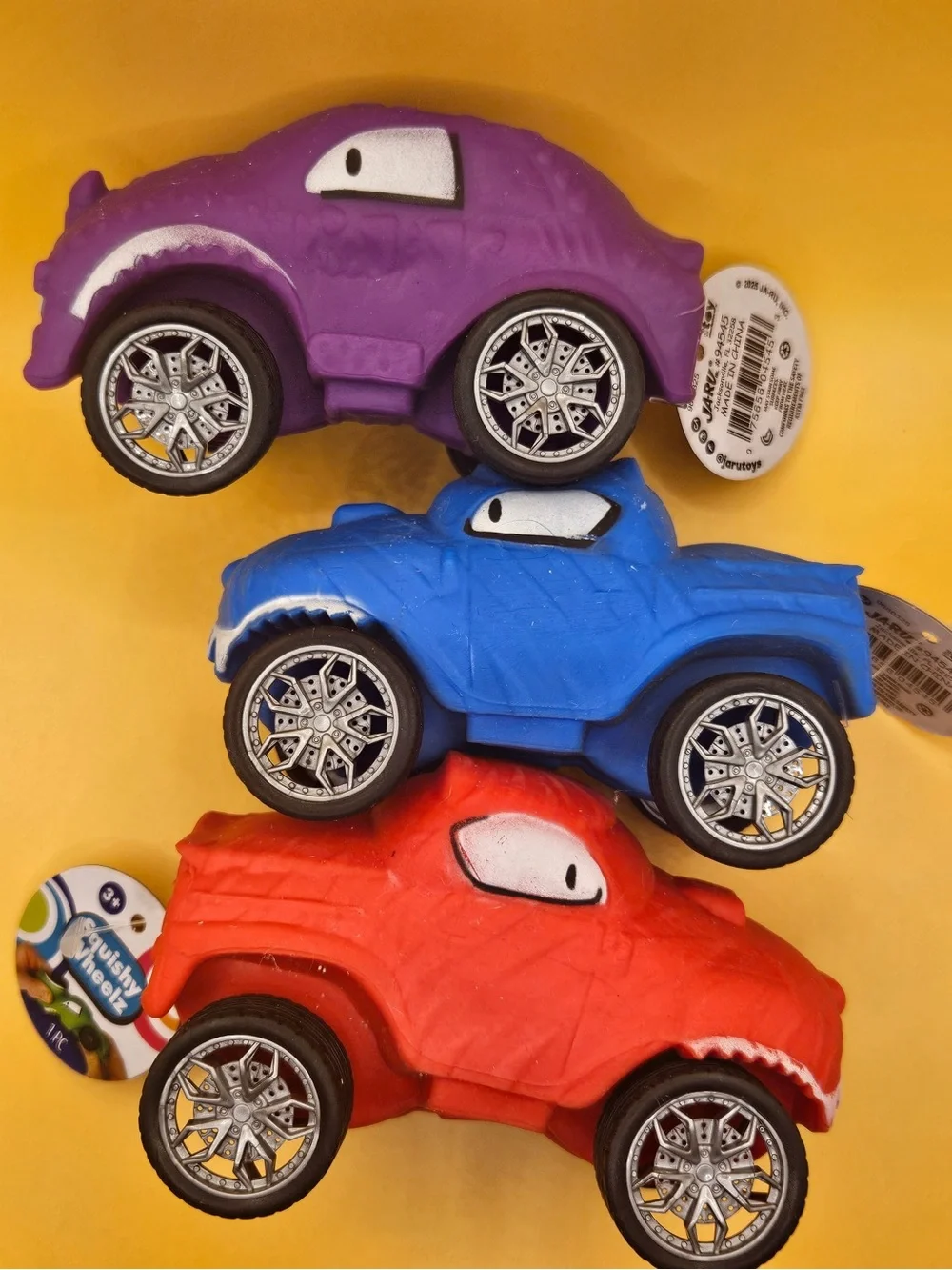 Kids Soft Squeak Monster Truck Toy - Purple, Blue, Red
